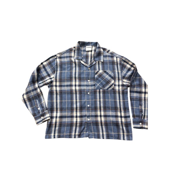 Carre Other - Carre Paris France Blue Plaid Flannel Button Down Shirt Mens XL Camp Collar